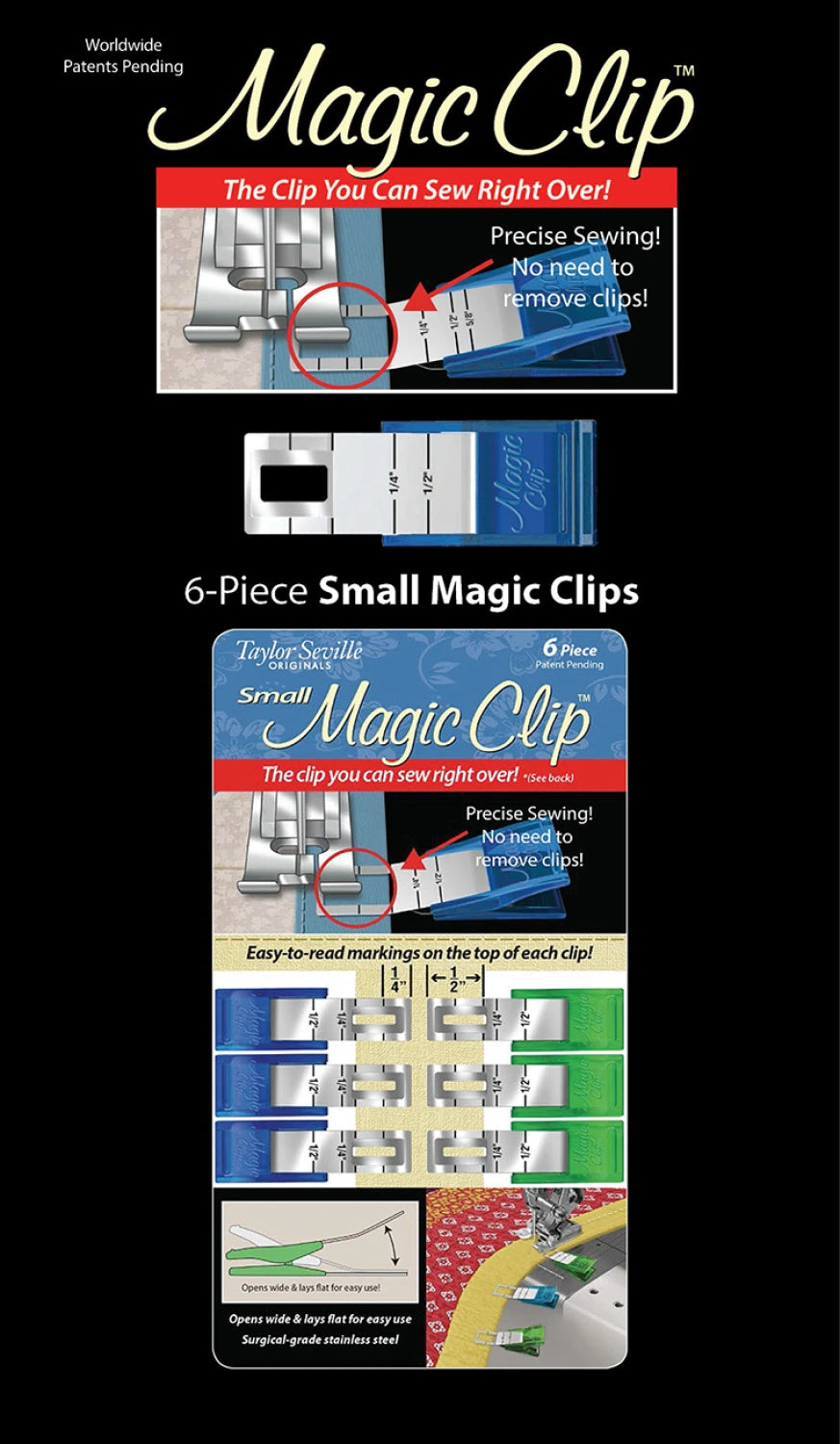 Mini Magic Clip - 6 clips - blue & green flat clips
