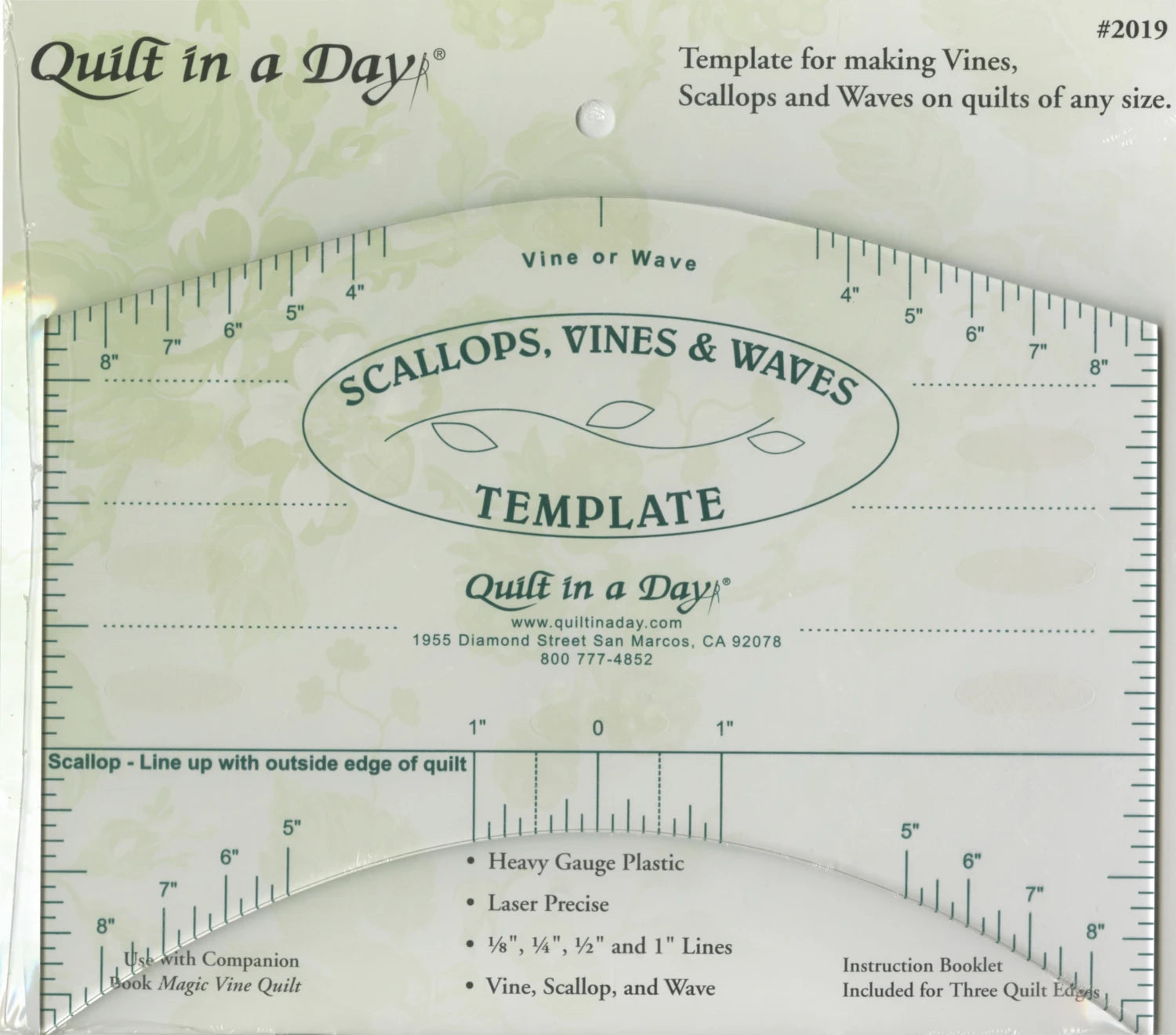Quilt in a Day - Scallops Vines & Waves Template #2019