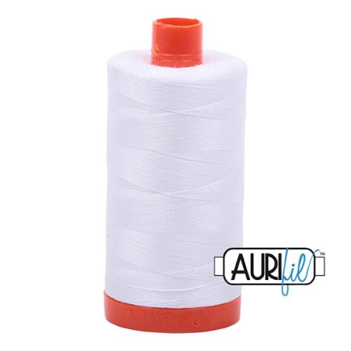 Cotton Mako Thread 50wt 1300M - Aurifil - MK50 2024 - White