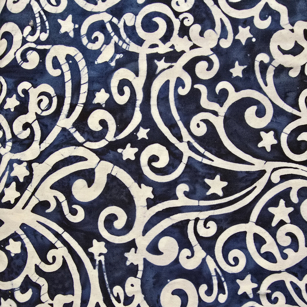 Bandana -  Scroll Star - Denim - white scrolls with small stars on dark blue