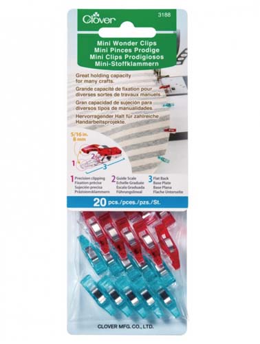 Clover Mini Wonder Clips - 20pcs. blue & red