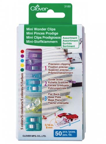 Clover Mini Wonder Clips 50 pcs in storage compartment box