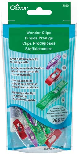 Clover- Wonder Clips - variety pack(26 pcs)- incl. classic, mini & jumbo 3190 CV