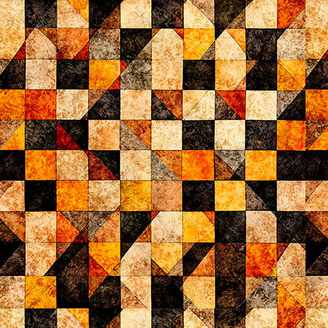 108" Wide - A Haunting We Will Go - Checkboard Geo - Burnt Orange