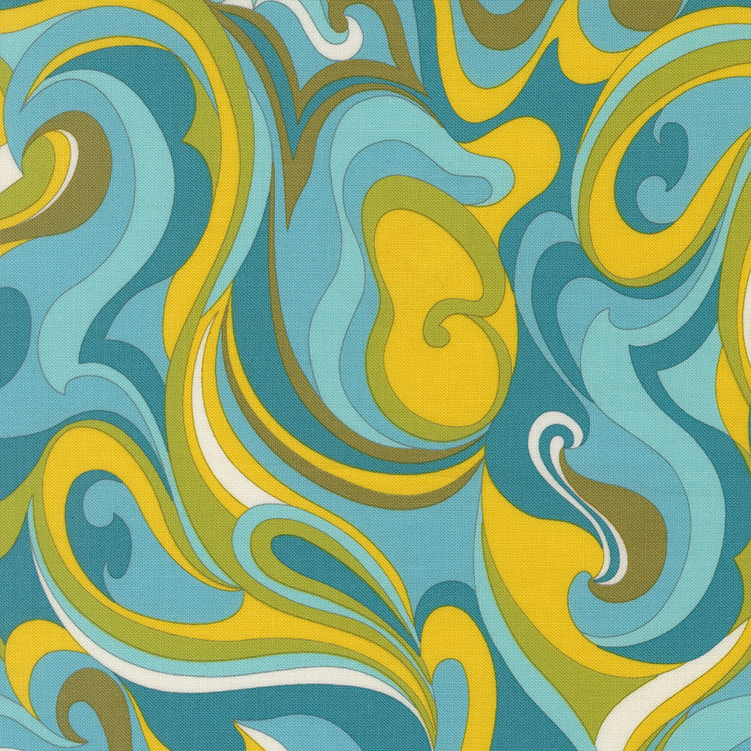 Happy Daze - Vibing Swirls - Aqua - aqua, blue & green swirls