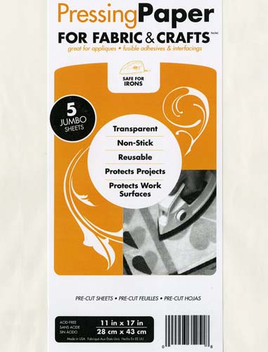 Pressing Paper - For Fabric & Crafts - 5 Precut Sheets 11 x 17 Inches.