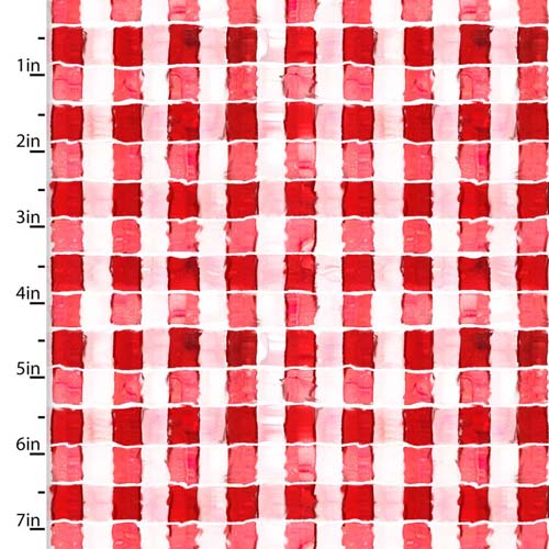 Funny Farm - Gingham - Red - watercolor style red and white gingham