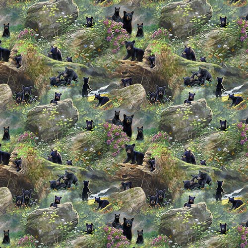 Mountain Sunrise - PlayfulBears - Multi -  bears in the woods