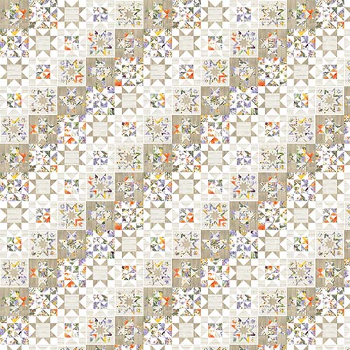 Locally Grown - Star Blocks -Multi - small star patchwork blocks w/ florals