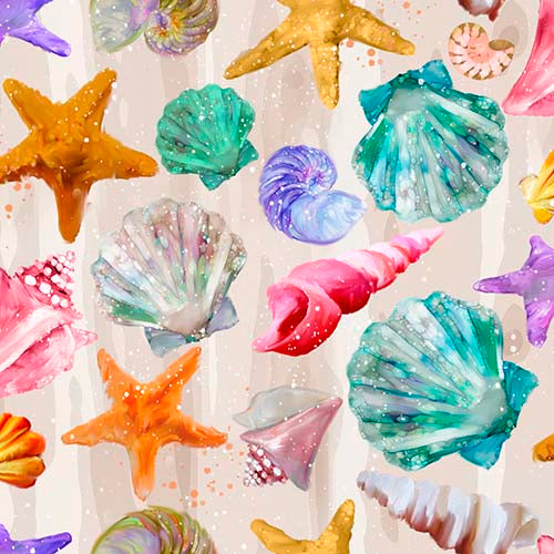 Shining Sea - Seashells by the Seashore - Sand - seashells on light tan