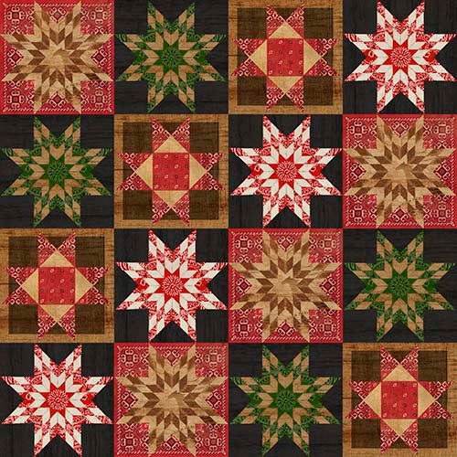 Hold Your Horses - Barnstar Quilt - Multi - red, green brown quilt blocks
