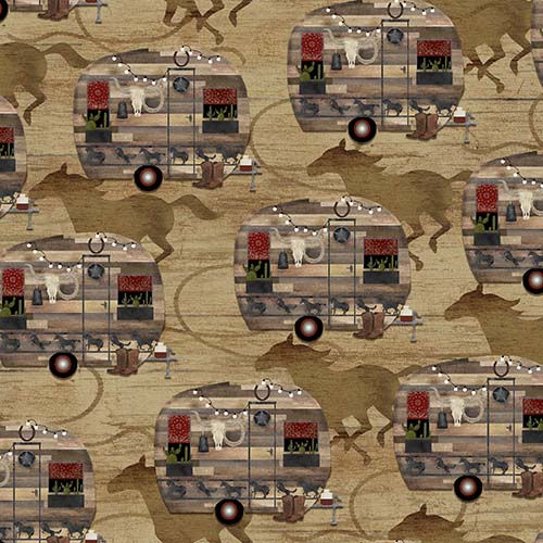 Hold Your Horses - Camper Corral - Tan - campers & horses on tan