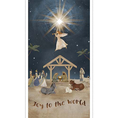 O'Holy Night - Joy to the World 24in. PANEL - Nativity with star & angel (168)