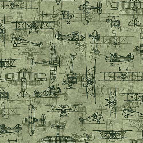 First in Flight - Blueprint -Green - tone on tone plane blueprints