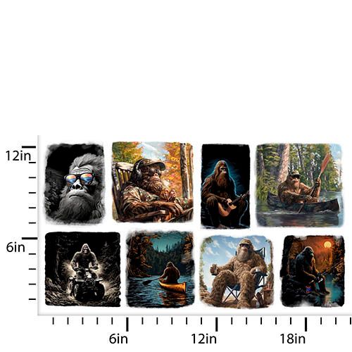 Legendary Loner - Gone Squatchin' - White - Smaller Big Foot Patches-yardage