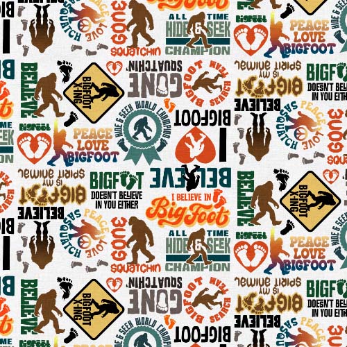 Legendary Loner - I Believe in Bigfoot - White - varied phrases on white