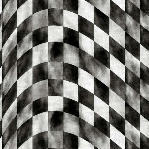 Road Runners - Checkered Flag- Gray - black & white wavy flag check