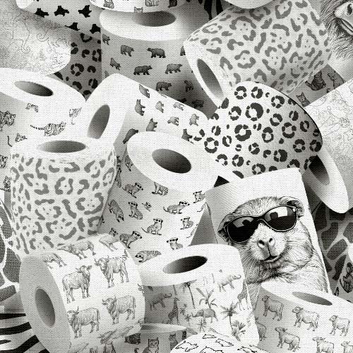 Please Seat Yourself - Roll With It - Gray - packed toilet paper rolls