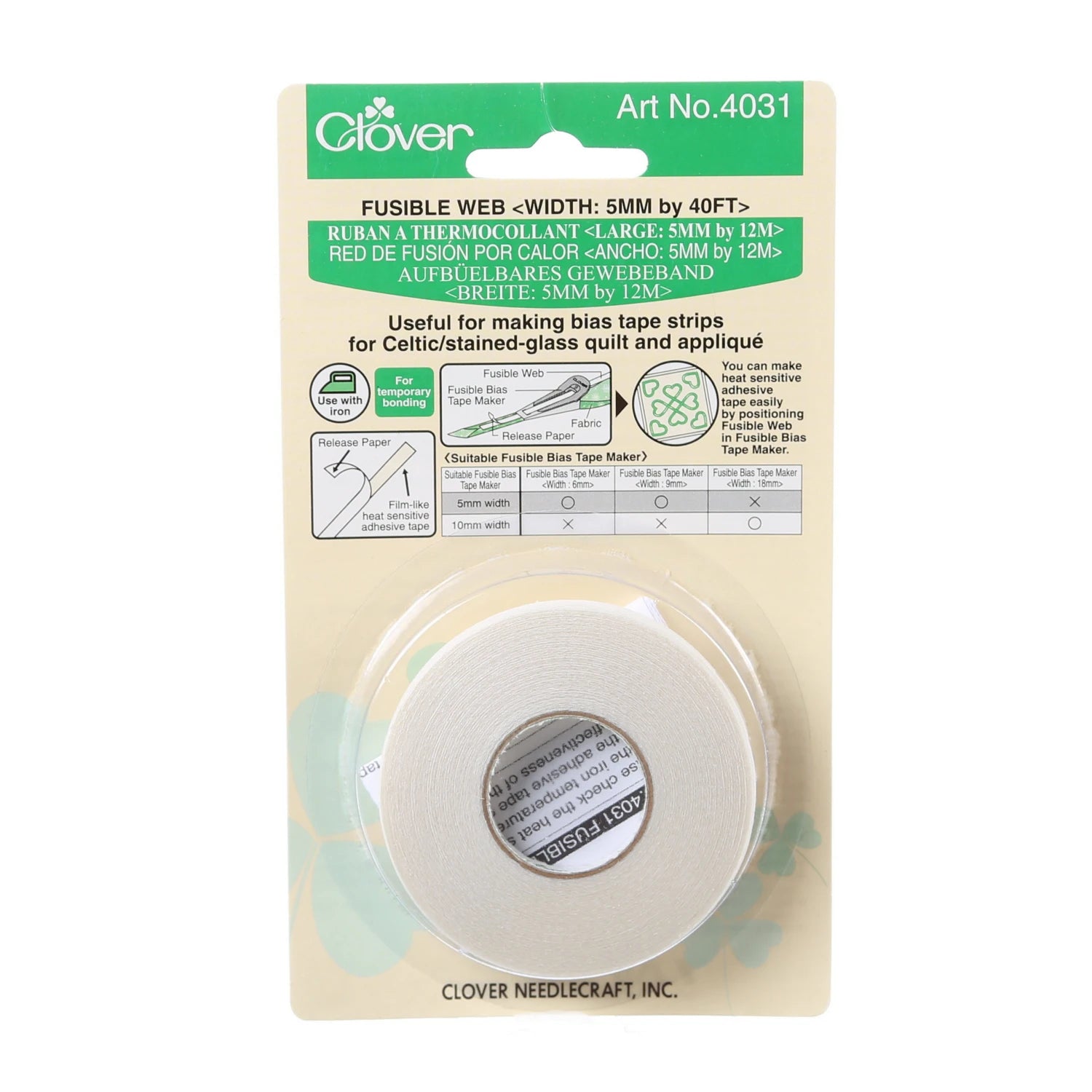 Clover 5mm fusible web - 4031 - use with bias tape maker