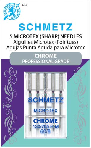 Schmetz 60/8 CHROME Microtex Needle - #4032