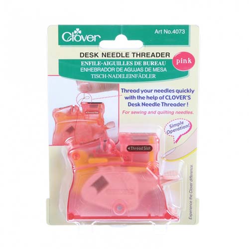 Clover Desk Needle Threader -Pink - threads oval eye needles 4073 CV