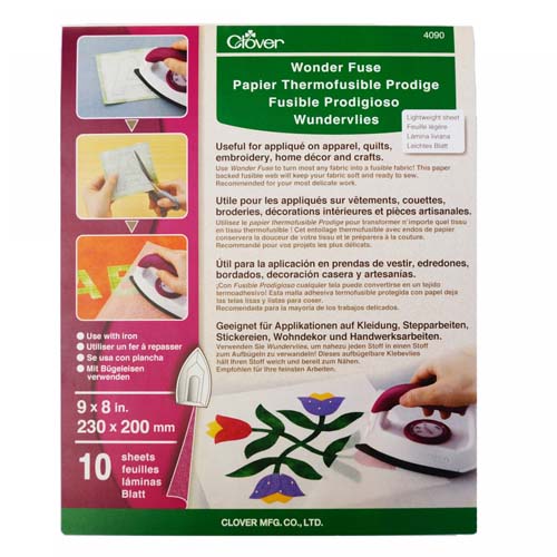 Clover - Wonder Fuse - double-sided lightweight fusible - 10 9" x 8" sheets