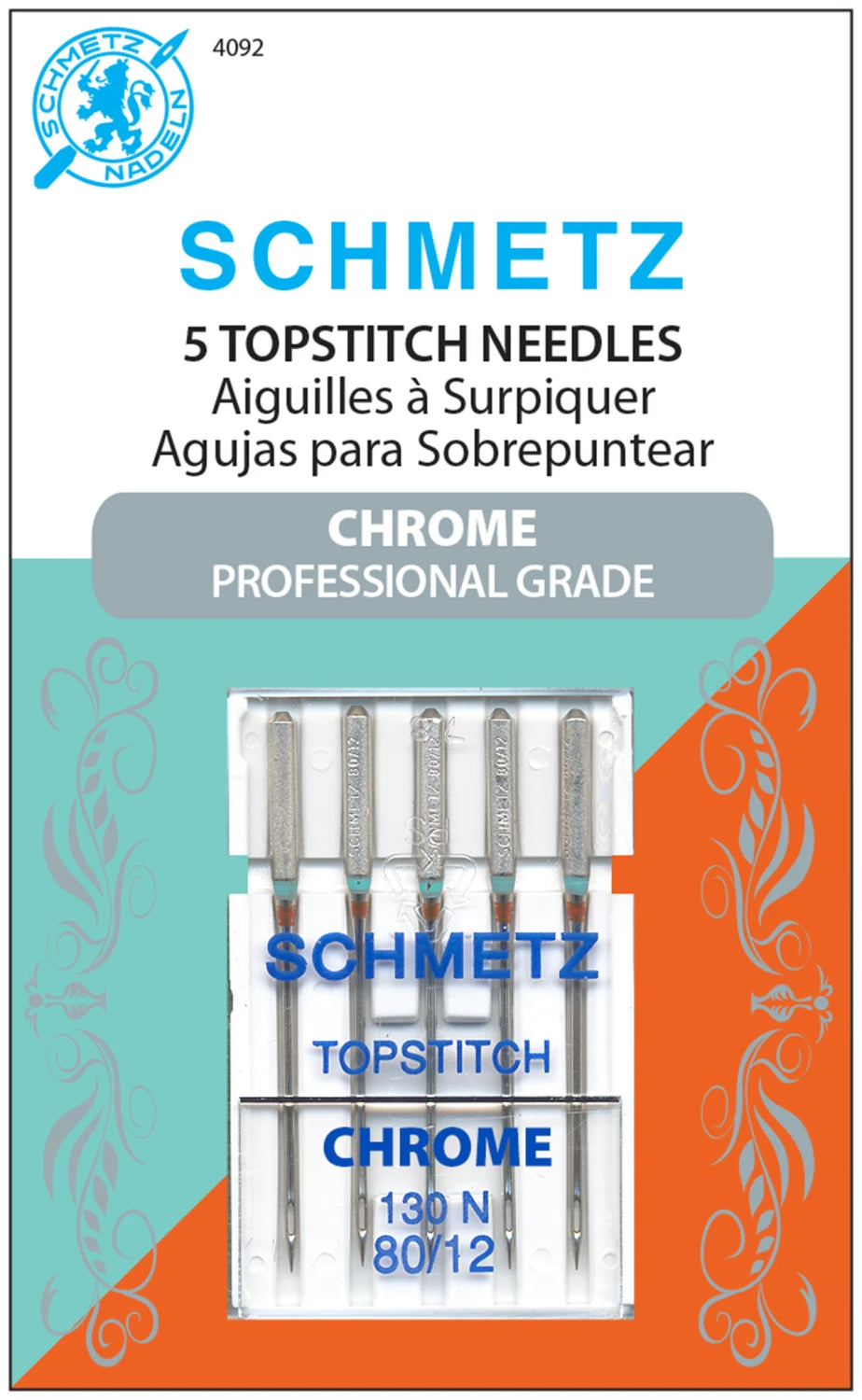Schmetz 80/12 CHROME Topstitch Needle - #4092