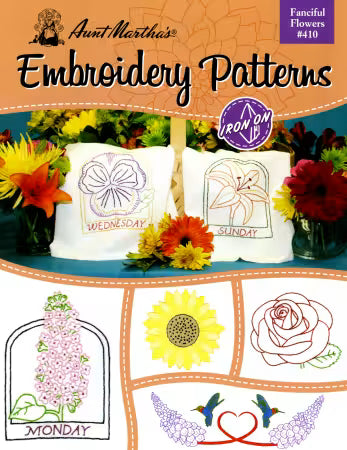 Aunt Martha's Embroidery Patterns - Fanciful Flowers #410 - Iron On