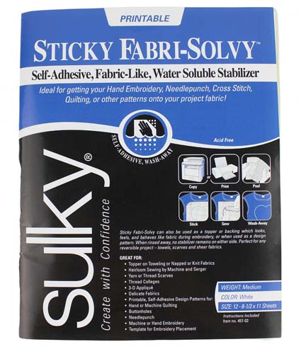 Sulky Sticky Fabri-Solvy 12 8.5x11 sheets