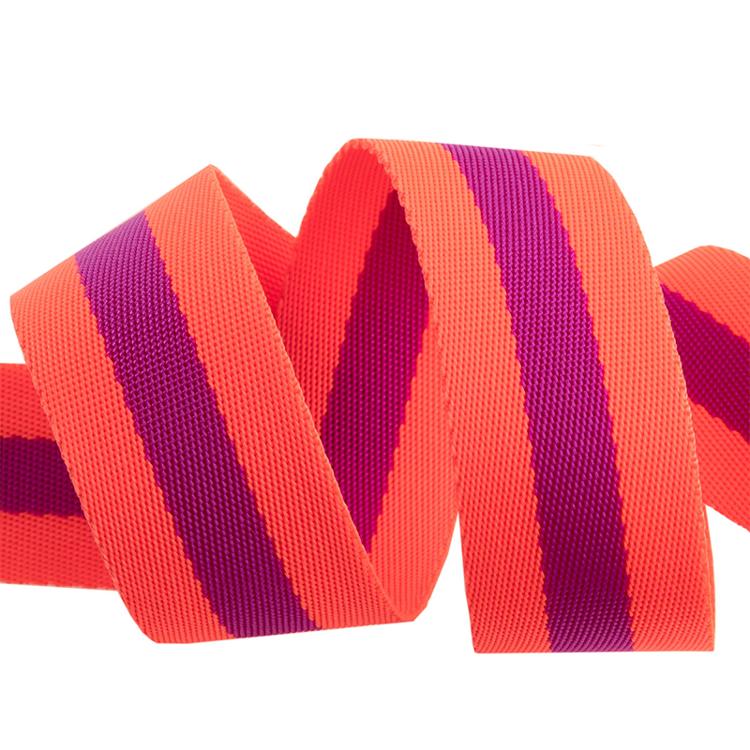 Tula Pink Webbing - 2 yards of 1.5 inch striped nylon - watermelon & plum