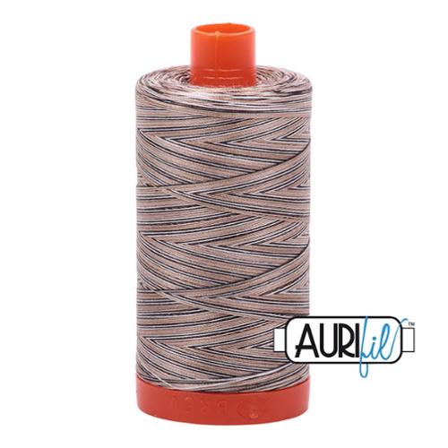 Cotton Mako Thread 50wt 1300M Aurifil 4667 Nutty Nougat Variegated