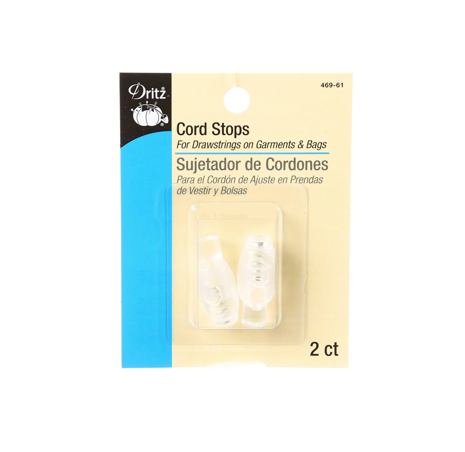 Dritz 2 cord stops clear #469-61