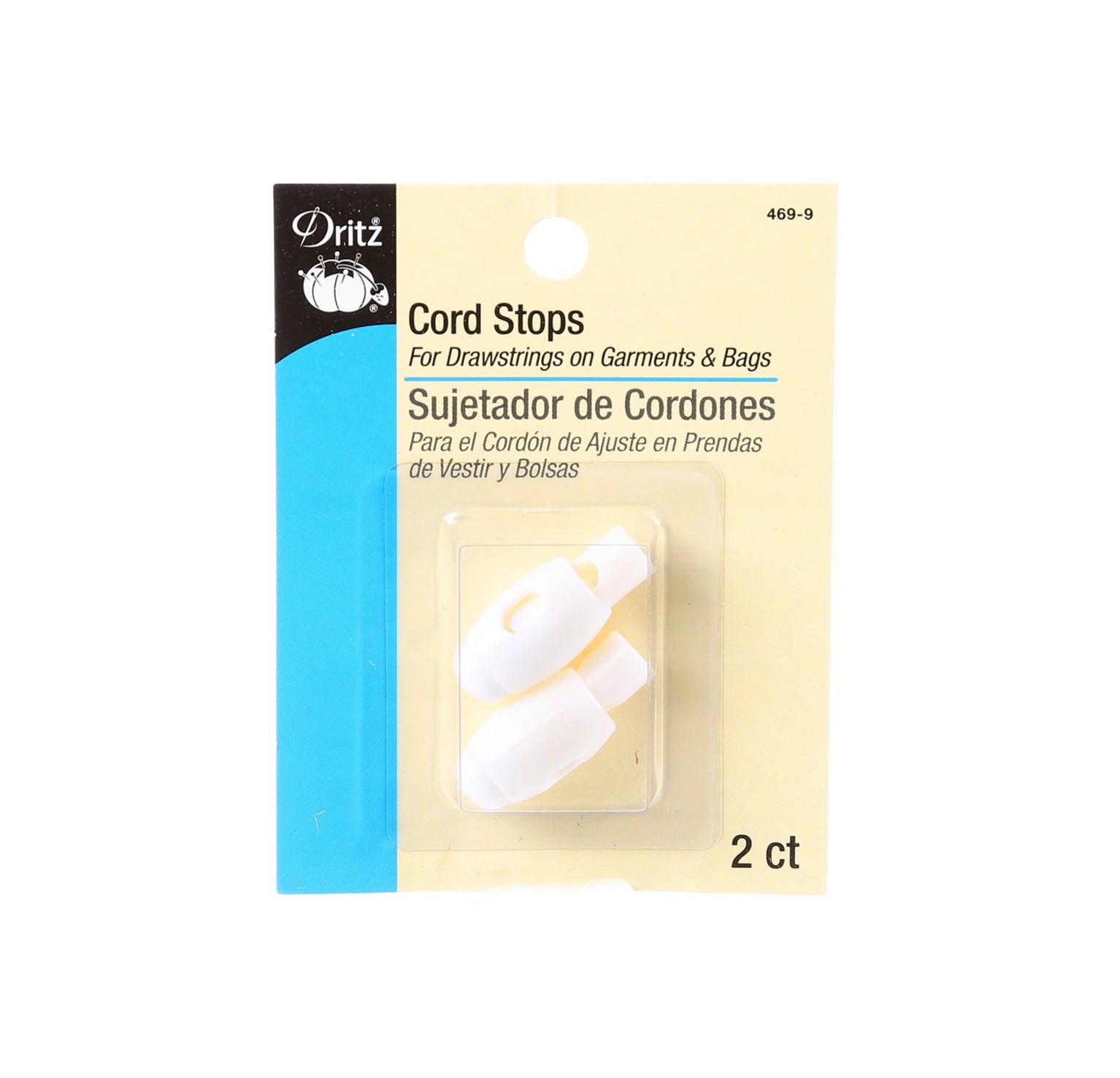 Dritz - 2 cord stops white #469-9