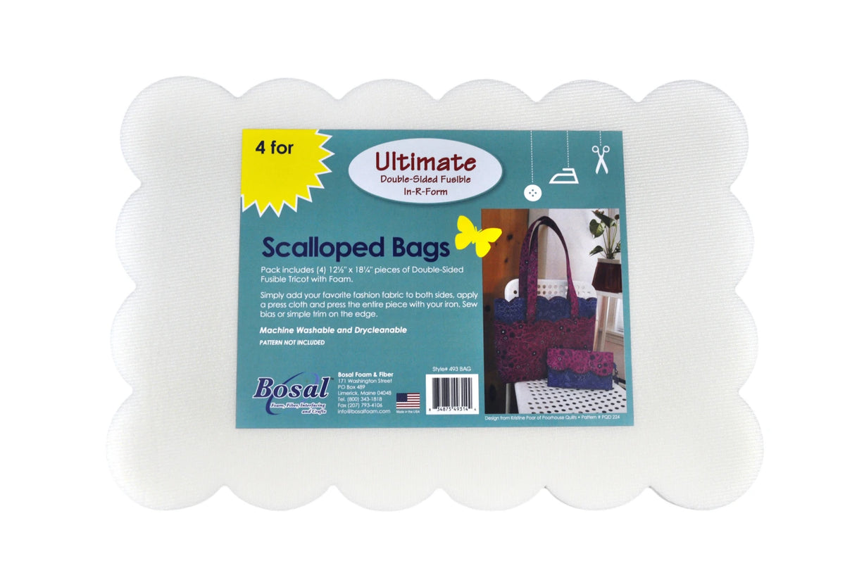 Bosal In R Form Double Sided Fusible Scalloped Bags Precuts-Four 12-1/2in x 1