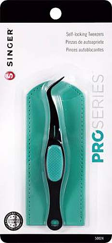 Singer Self Locking Tweezers stays closed when you let go, angled