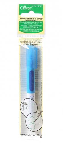 Clover Chacopen Blue Water Soluble Dual Tip Pen With Eraser