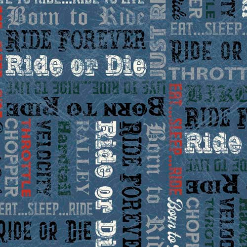 Born to ride - Biker words - Denim - biker related terms on blue
