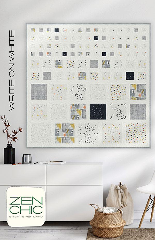 Write on White Quilt  Pattern -63 x 63- by Zen Chic #ZC WOQP