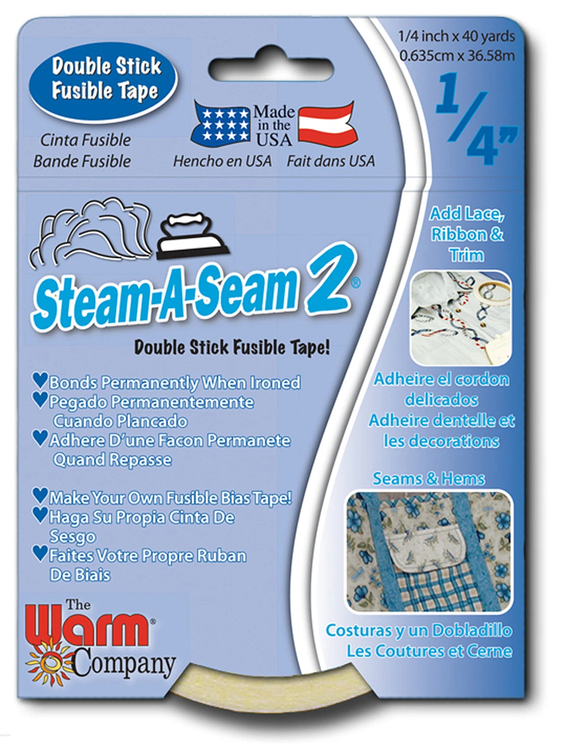 Steam-A-Seam 2, #5509WWN - Double Stick  Fusible Tape, 1/4" x 40 yards