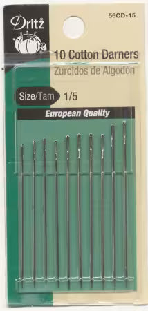 Dritz - Cotton Darners - sizeTAM 1/5 - 10 long needles with sharp points