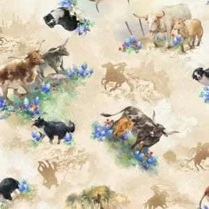 Round Up - Longhorns - tossed cows & dogs
