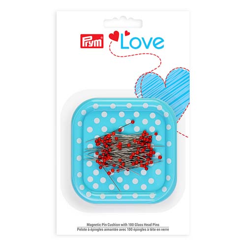 Prym Magnetic Pin Cushion with 100 glass head pins - 60112