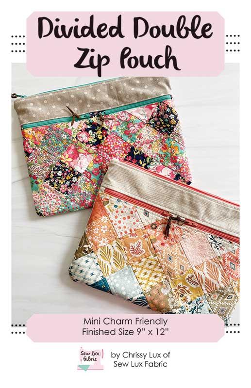 Divided Double Zip Pouch 9x12  by Chrissy Lux of Sew Lux Fabric