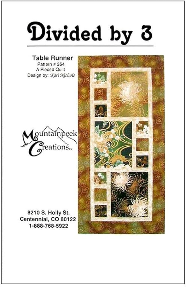 Mountainpeek Creations-Divided By 3 Table Runner-3 Smaller Blocks Line The Sides