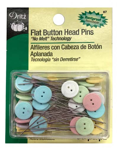 Dritz - Flat button head pins - Stainless steel w/ buttons no melt technology