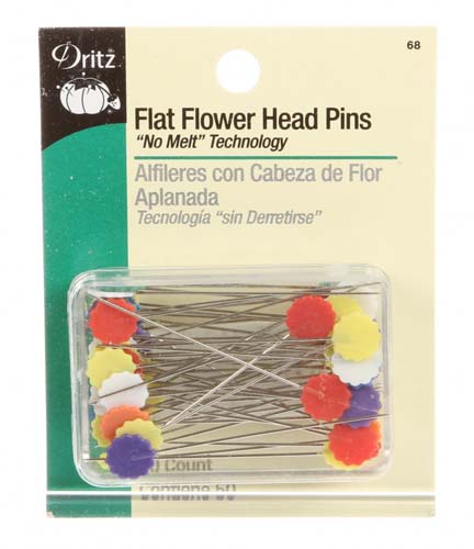 Dritz Flat Flower Head Pins - 50 Count - No Melt