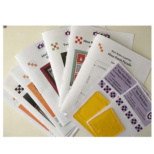 Nine Patch Parade Starter Set6 pattern booklets & 3" 4" templates, Marti Michel