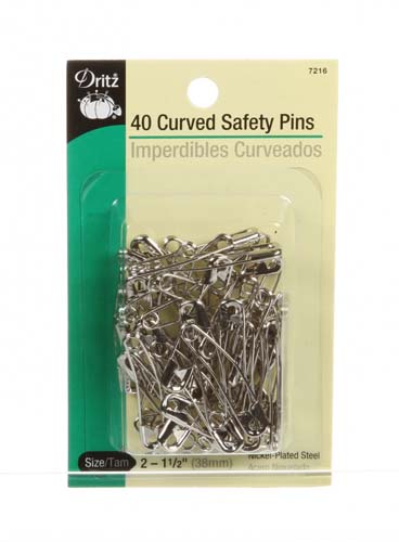 Dritz 40ct Curved Safety Pins-size 2-1 1/2"