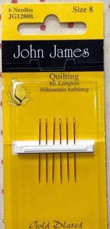 John James size 8 quilting needles GOLD