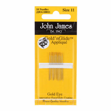 John James Gold 'n Glide Applique Needles - Size 11 - 10 Needles